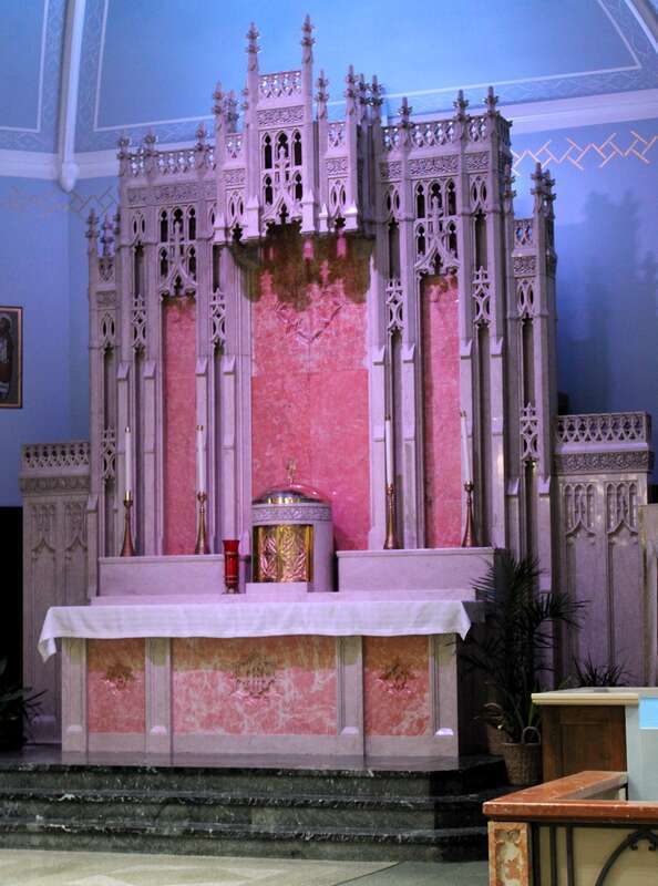 The reredos in St. Brigid of Kildare Catholic Church in Midland, Michigan.