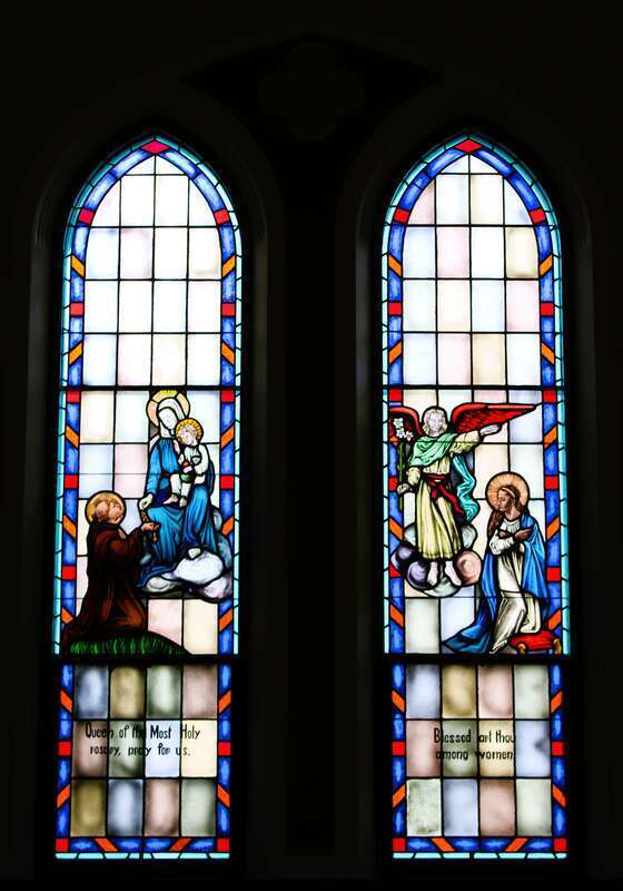 One of the stained glass windows in St. Brigid of Kildare Catholic Church in Midland, Michigan.