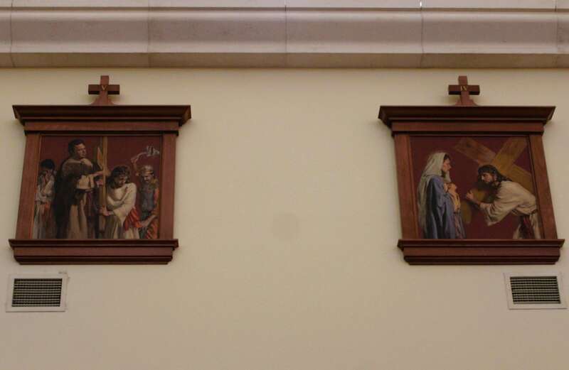Two of the Stations of the Cross in St. James Cathedral in Orlando, Florida.