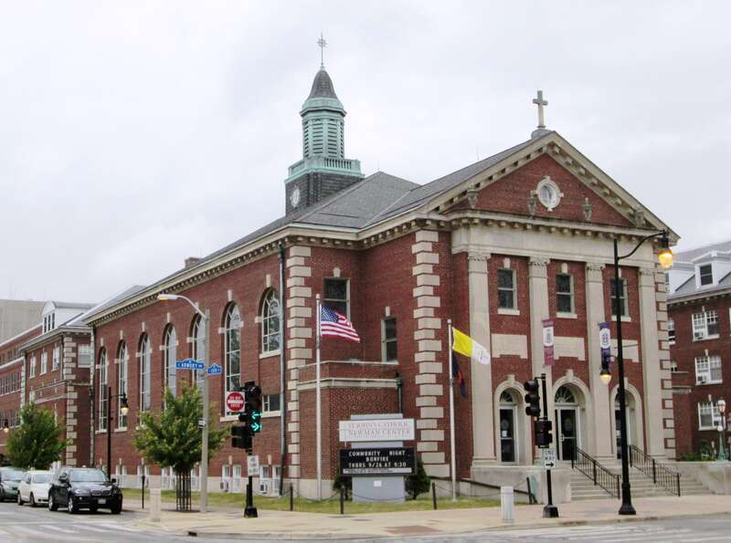 St. John's Catholic Newman Center at the University of Illinois at Urbana-Champaign at 604 East Armory Avenue in Champaign, Urbana.  The complex, consisting of St. John's Catholic Chapel and Newman Hall, a 300-bed residence, was built in 1926-28 at