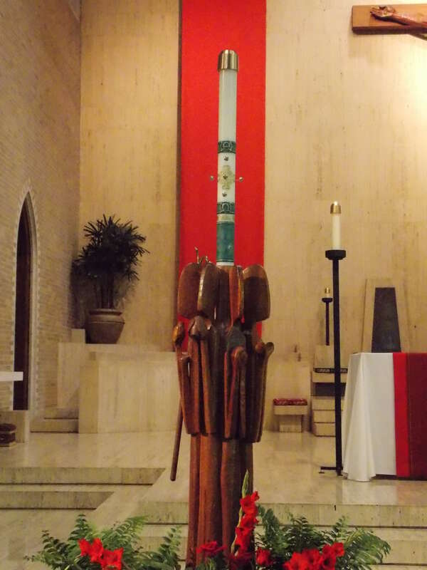 The Pascal Candle in St. Joseph Cathedral in Baton Rouge, Louisiana.  The church is listed on the National Register of Historic Places.
