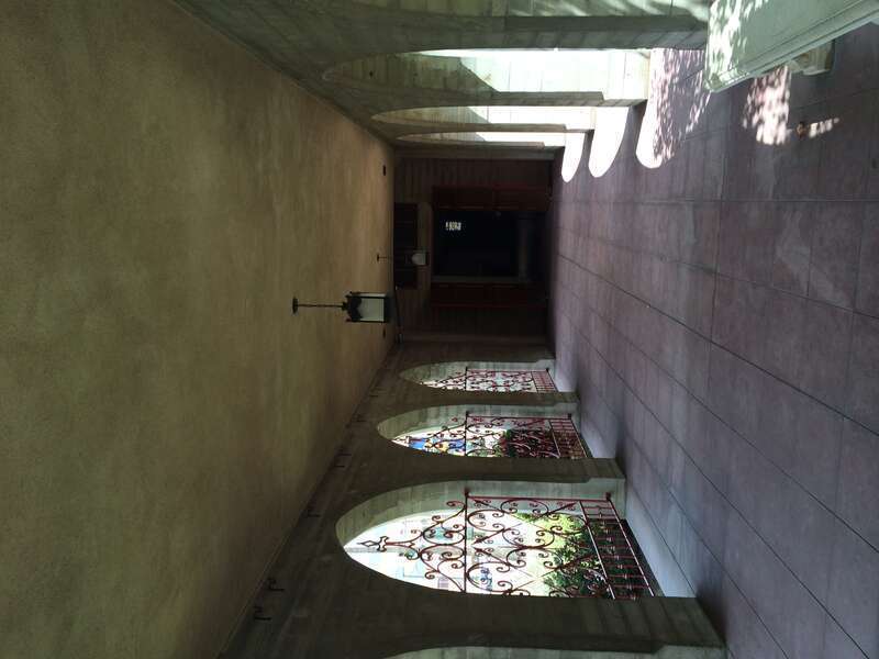 A view of the cloister of St. Mark's Episcopal Church.