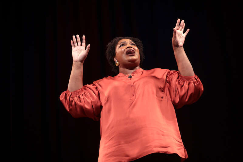 Former Minority Leader of the Georgia House of Representatives Stacey Abrams speaking with attendees at a conversation at the Mesa Arts Center in Mesa, Arizona.

Please attribute to Gage Skidmore if used elsewhere.