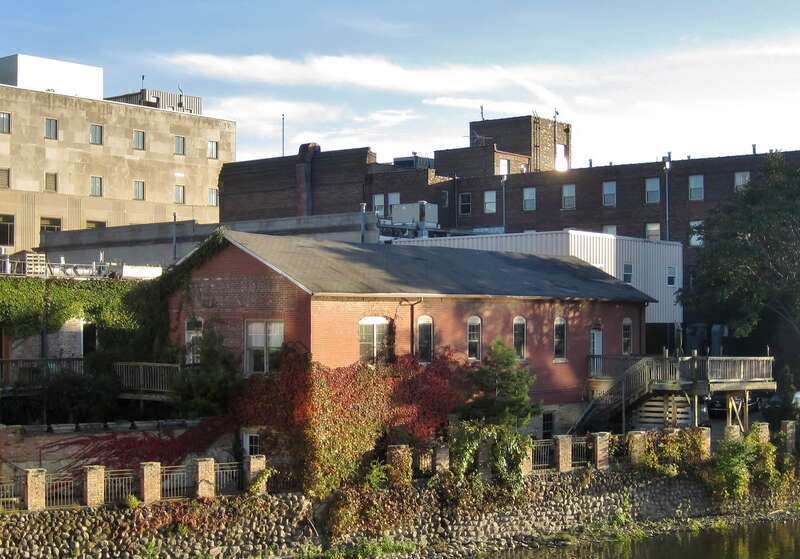 Stolp Woolden Mill Dye House in the Stolp Island Historic District in Aurora (c. 1858). It is the oldest building in the district.
