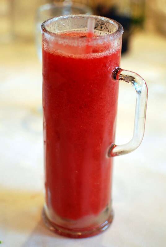 Yummy, but couldn't finish. Strawberry daiquiri at The Loose Moose in Mankato, Minnesota.