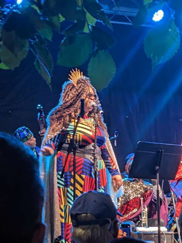 The Sun Ra Arkestra performing at the 2023 Burlington Discover Jazz Festival in Church Street Marketplace in downtown Burlington, Vermont.