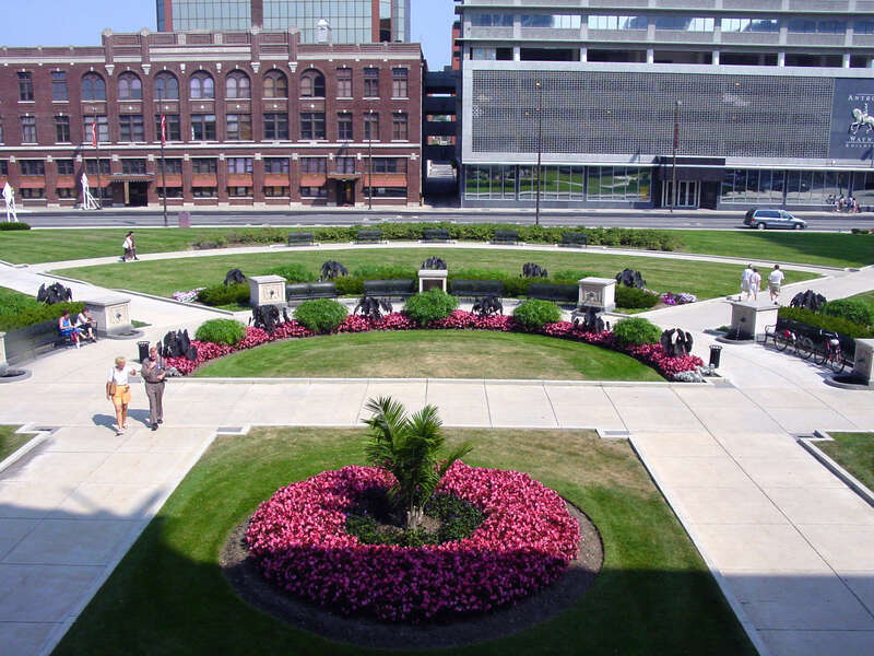 Plaza on the east side of the Allen County Courthouse in Fort Wayne Indiana USA