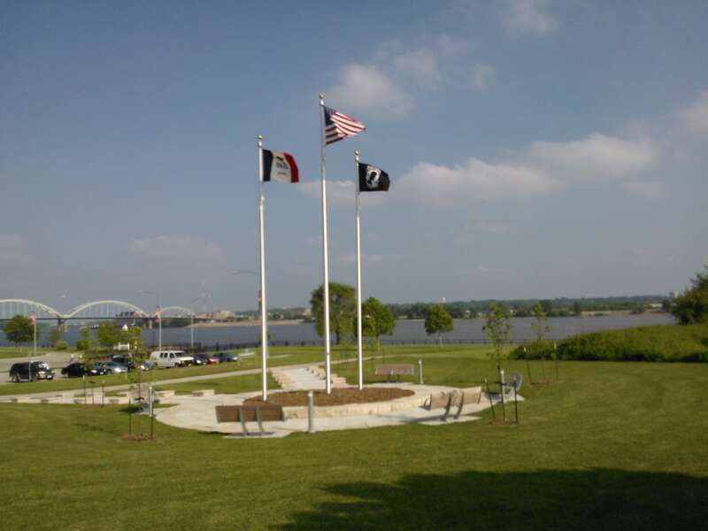 Veteran’s Memorial Park is located along the Mississippi River in Davenport, Iowa.  Rock Island, Illinois is on the opposite shore.