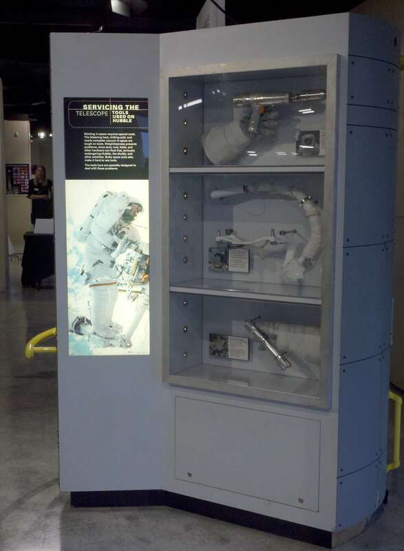 Hubble exhibit with repair tools from space at the new exhibit space for the w:Washington County Museum at the w:Hillsboro Civic Center in downtown w:Hillsboro, Oregon.