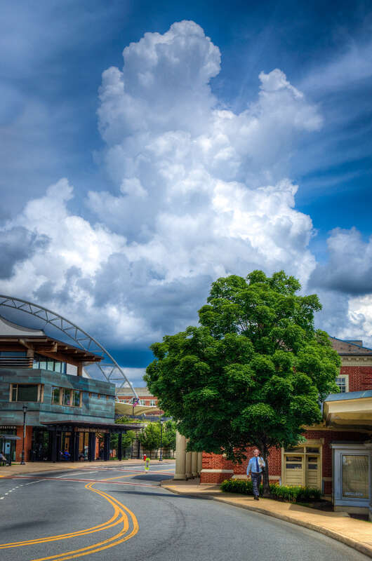 500px provided description: Lunchtime walk on Water Street ion Charlottesville. [#walking charlottesville clouds]