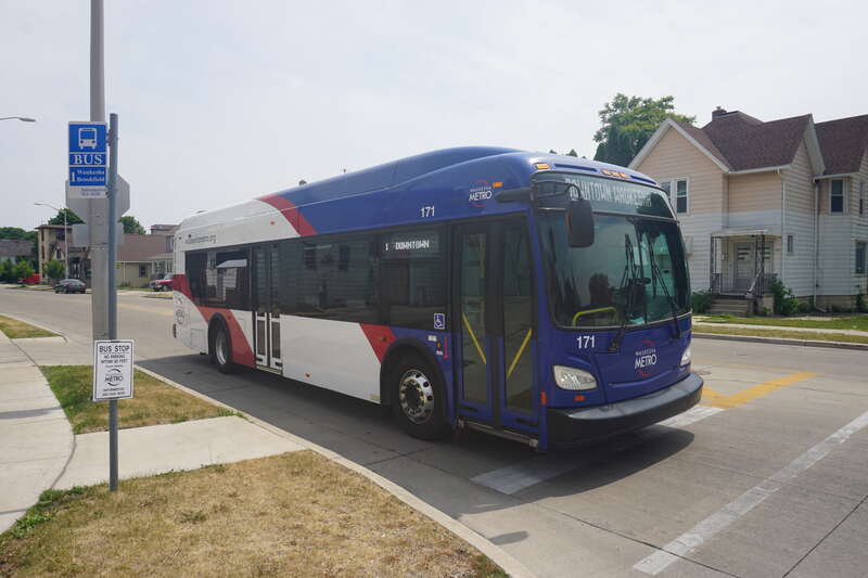 A Waukesha Metro Transit bus in Waukesha, Wisconsin (United States).