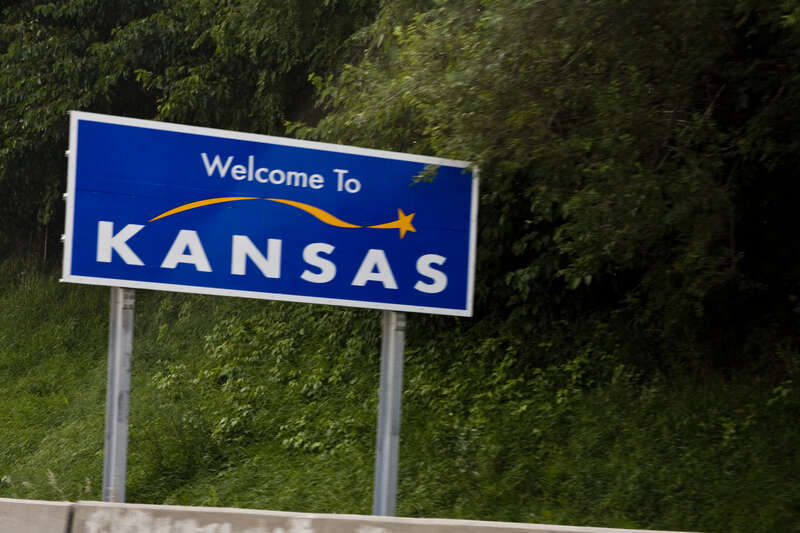 sign, north america, great plains, state border sign, kansas, welcome to kansas
