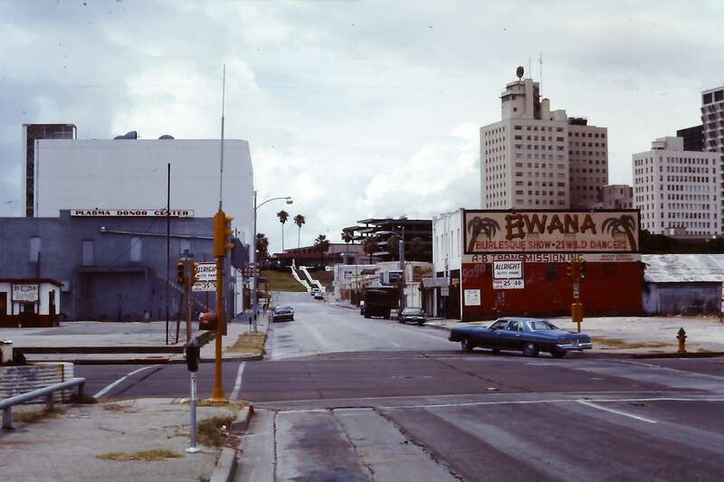 Looking west from Water Street towards the bluff.