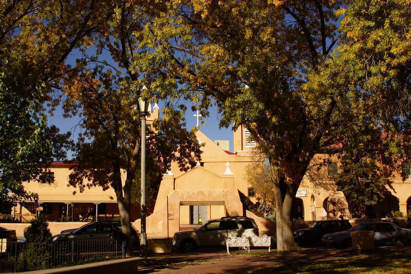 2013, San Felipe de Niri Church from Old Town Plaza, Old Town Albuquerque