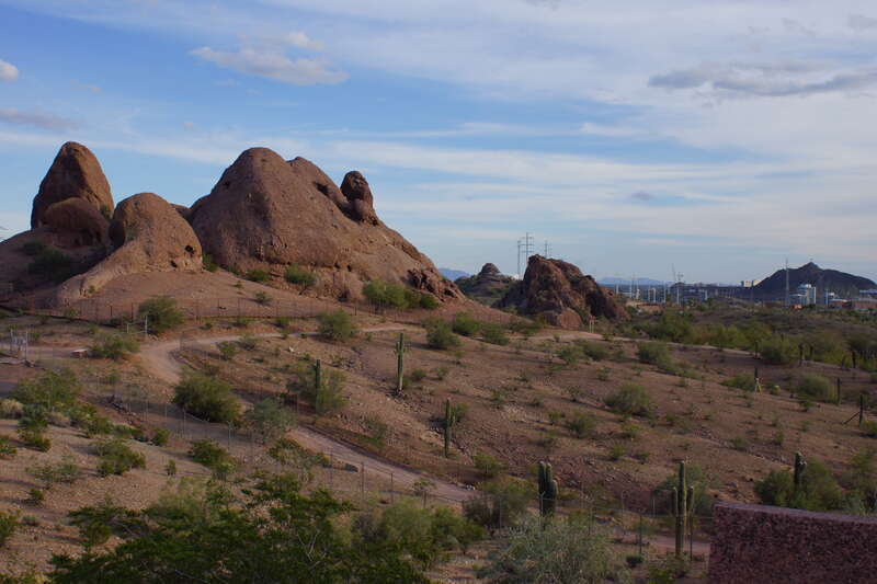 2014, View S, Phoenix Zoo Bighorn Sheep Butte; Tempe Butte/A Mountain, Tempe; and Sacaton Mountains on the Horizon