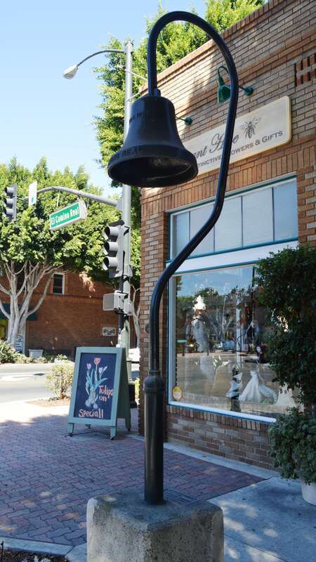 El Camino Real bell on the southeast corner of El Camino Real and Main Street in Old Town Tustin.