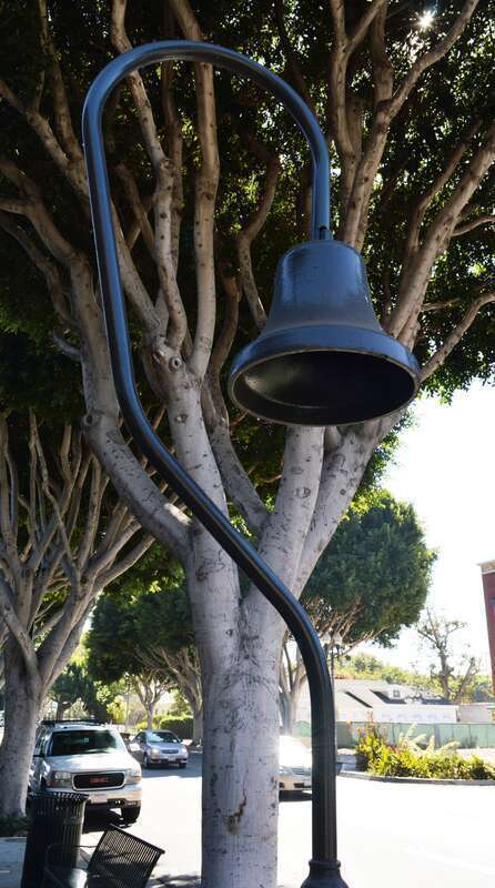 El Camino Real bell on the southeast corner of El Camino Real and Main Street in Old Town Tustin.