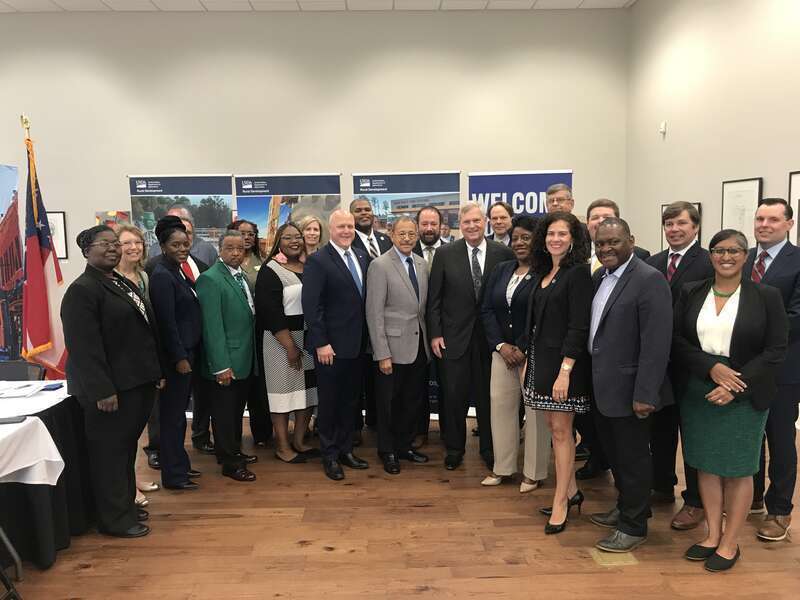 U. S Department of Agriculture Secretary Tom Vilsack , White House Infrastructure Coordinator Mitch Landrieu, U. S. Congressman Sanford Bishop, GA CD@, arrive and meet Albany State University (ASU) leadership for a stakeholder meeting at the  Albany