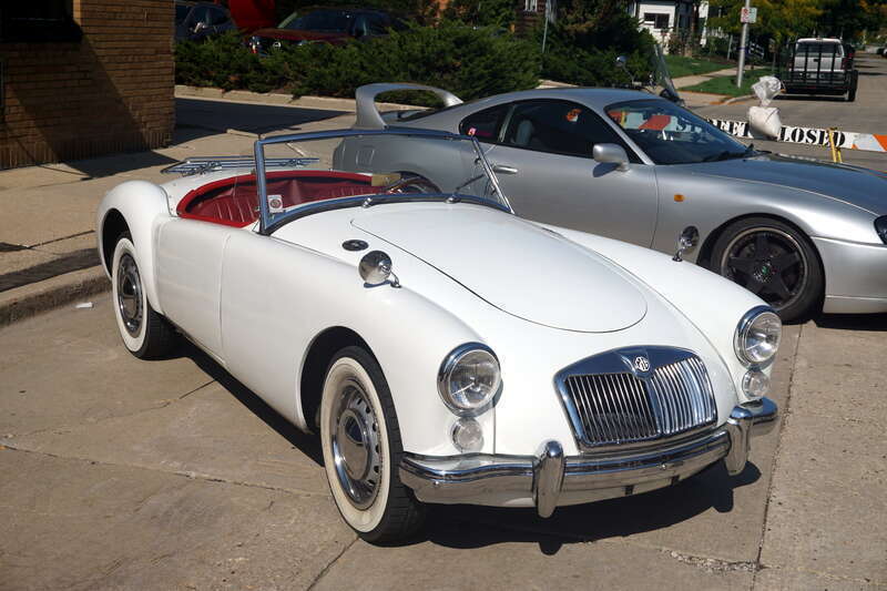 A MG MGA on display at the 2023 Downtown West Allis Classic Car Show in West Allis, Wisconsin (United States).