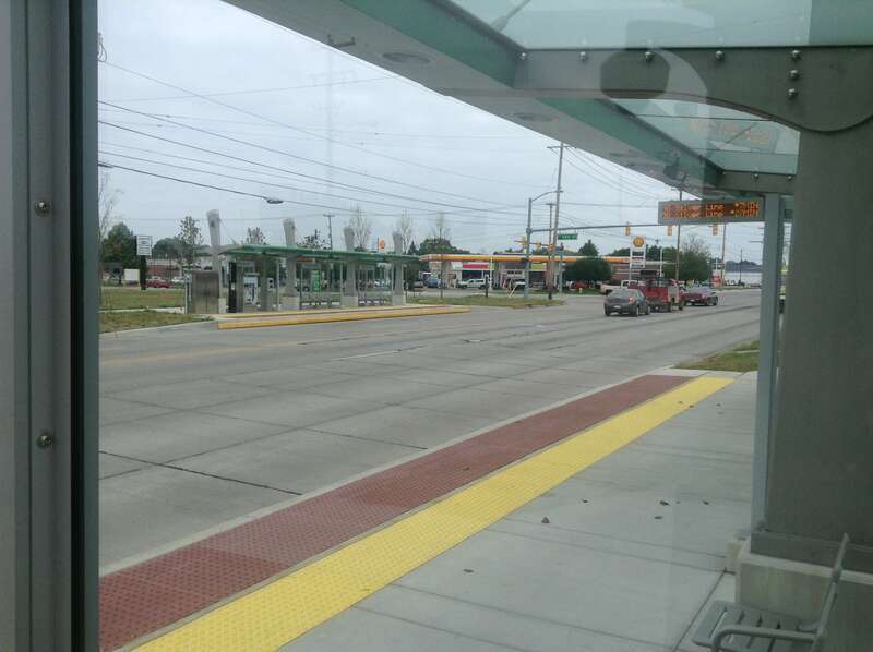 View of southbound station from northbound station.