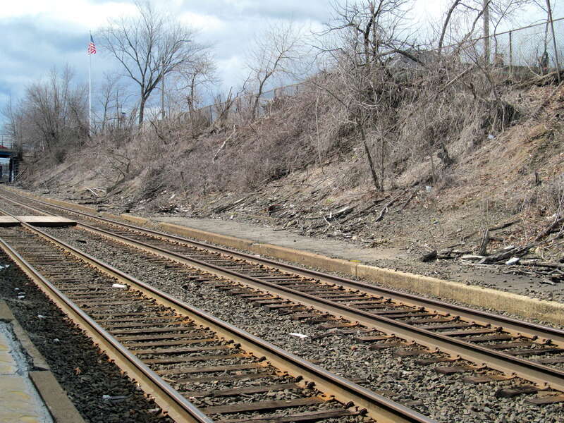Abandoned platform at Newtonville station in March 2013