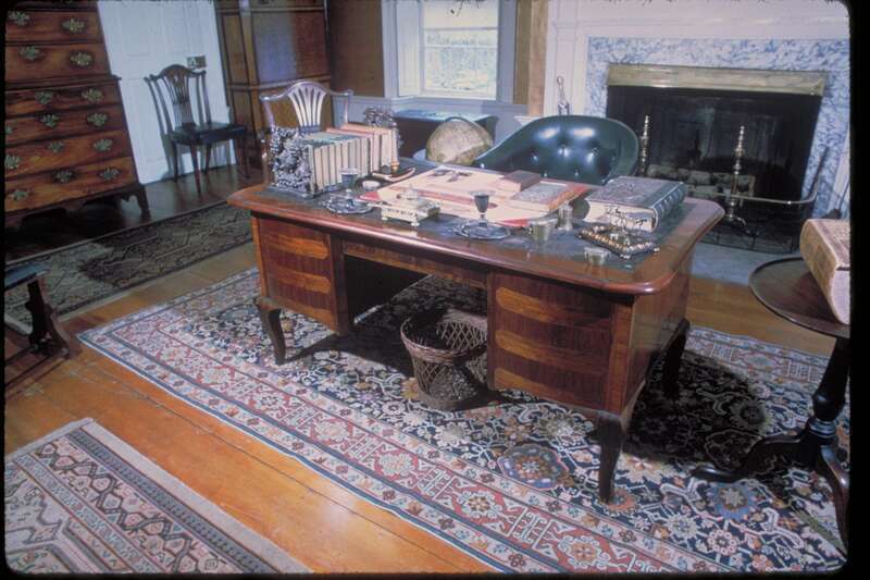 Office desk
Adams National Historical Park is located in the City of Quincy, Norfolk County, Massachusetts, approximately ten miles south of Boston. The Park comprises 11 historic structures and a cultural landscape totaling almost 14 acres. 
The