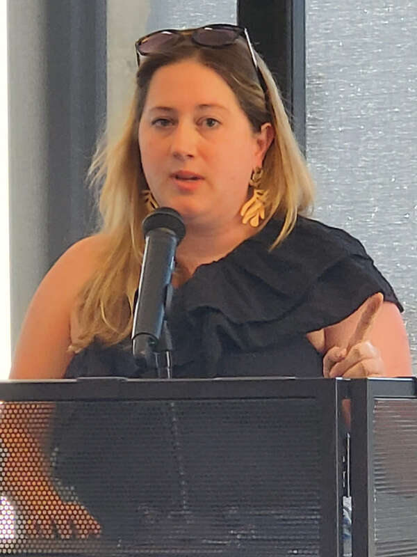 Ohio Democratic Party Executive Director, Alexis Nielson, speaks at the College Democrats of Ohio Convention at Genesis Downtown, Columbus, April 2024.