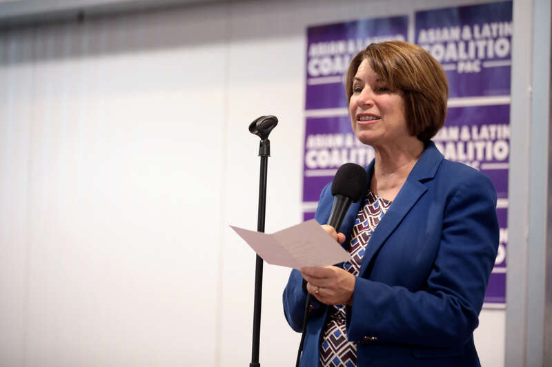 U.S. Senator Amy Klobuchar speaking with attendees at a fundraiser hosted by the Iowa Asian and Latino Coalition at Jasper Winery in Des Moines, Iowa.

Please attribute to Gage Skidmore if used elsewhere.