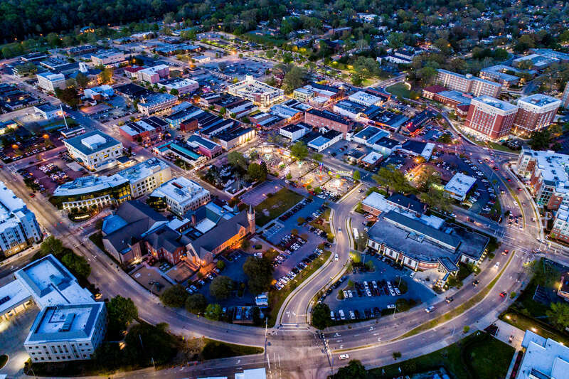 The Uptown District comes to life in the evenings in Greenville.
