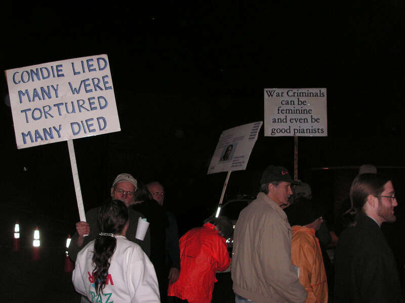 Anti-torture rally at Condoleeza Rice speech in St. Louis Park on November 8, 2009