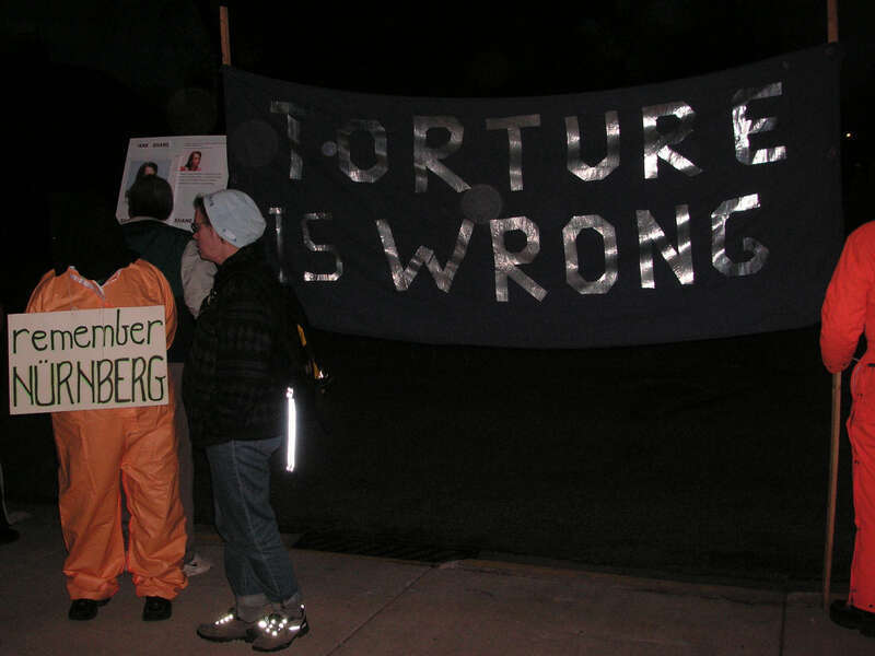 Anti-torture rally at Condoleeza Rice speech in St. Louis Park on November 8, 2009