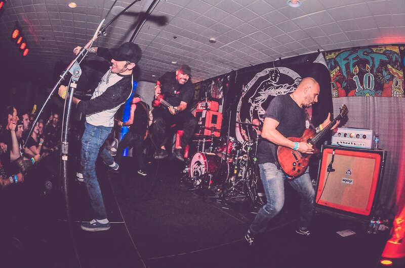 American melodic hardcore band As Friends Rust performing at The Fest 14 at The Wooly in Gainesville, Florida on October 31, 2015.
From left to right: Damien Moyal, Kaleb Stewart, Joseph Simmons, Timothy Kirkpatrick and James Glayat.