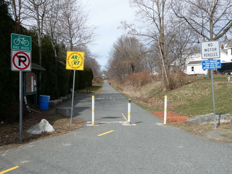 The southern terminus of the Assabet River Rail Trail in Marlborough in March 2022