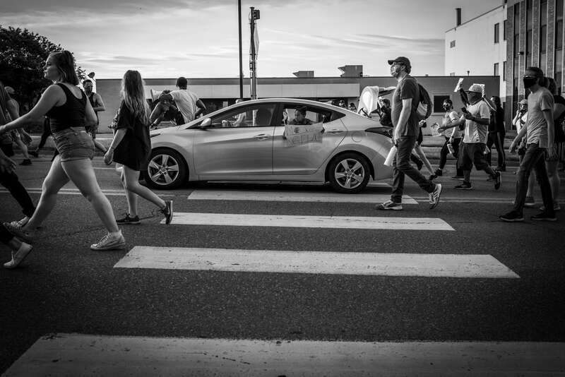 Well over a thousand people marched up Grand Avenue in Des Moines before ending up on the front lawn of Terrace Hill, the Governor's mansion (she didn't come outdoors). The event was one of countless held over the past week to protest the police