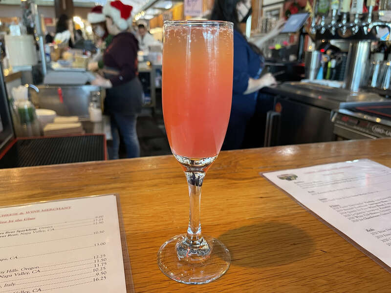 Blood orange mimosa at the Oxbow Cheese &amp;amp; Wine Merchant