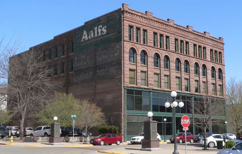 Boston Block, located at 1005-1013 E. 4th Street Street in Sioux City, Iowa; seen from the southwest.