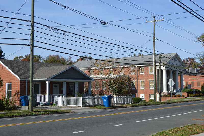 Buildings on the western side of Chapel Hill Road south of Bivins Street in Durham, North Carolina, United States.  This block is part of the Lakewood Park Historic District, a historic district that is listed on the National Register of Historic