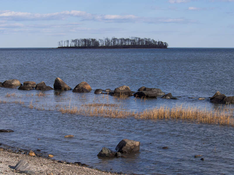 Charles Island, viewed from Silver Sands State Park.