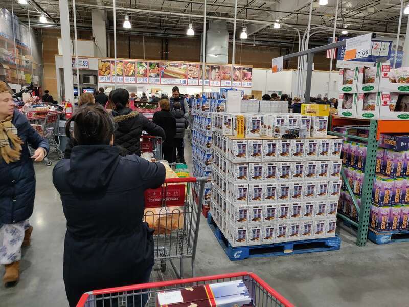 Long check out line at Costco
