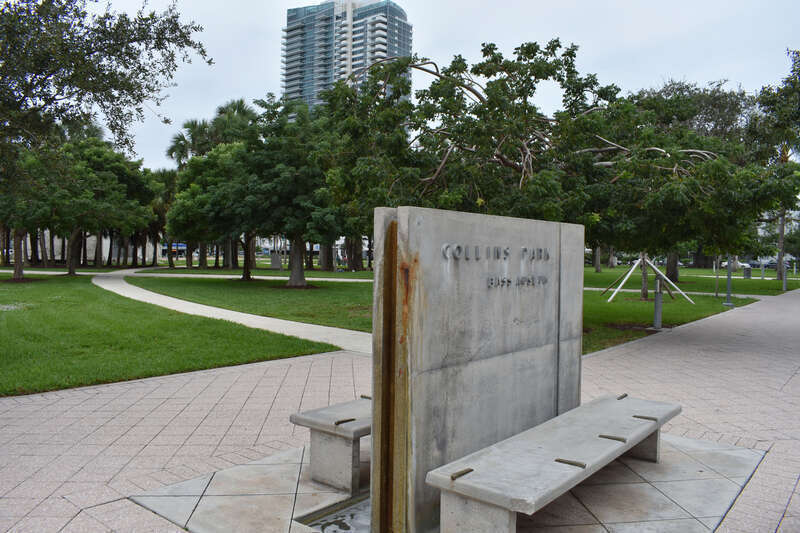 Collins Park in Miami Beach was established in 1915 and named for developer and farmer John S. Collins.