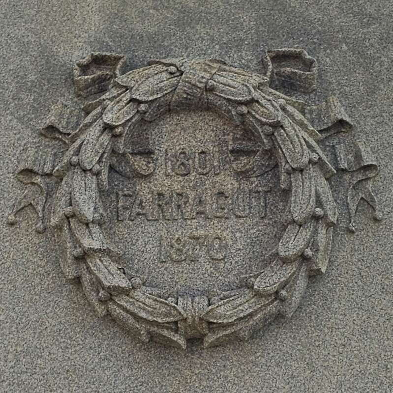 Inscription from the pedestal of the David Farragut statue in Hackley Park, Muskegon, Michigan