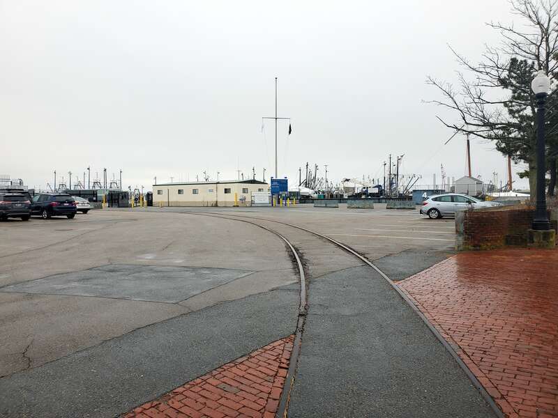 A defunct freight spur on State Pier in New Bedford seen in December 2023