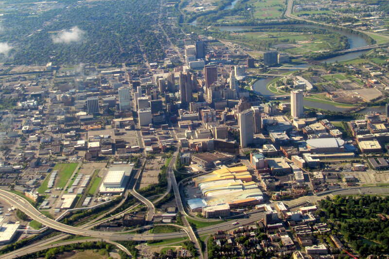Aerial view of Columbus, Ohio in September 2016
