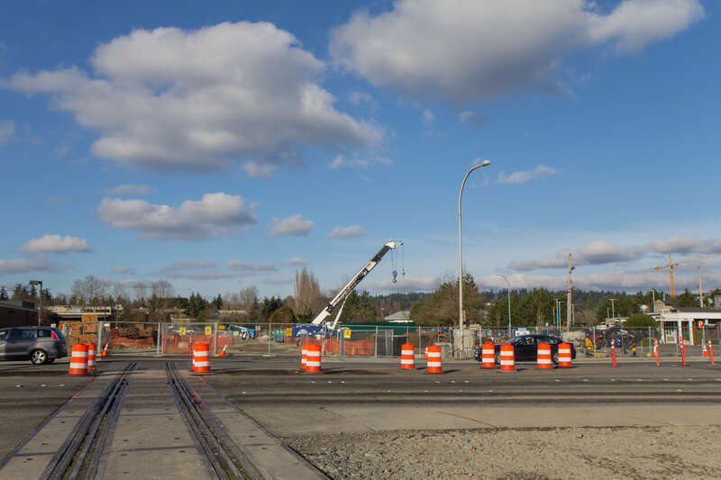 Looking north along the former rail corridor
