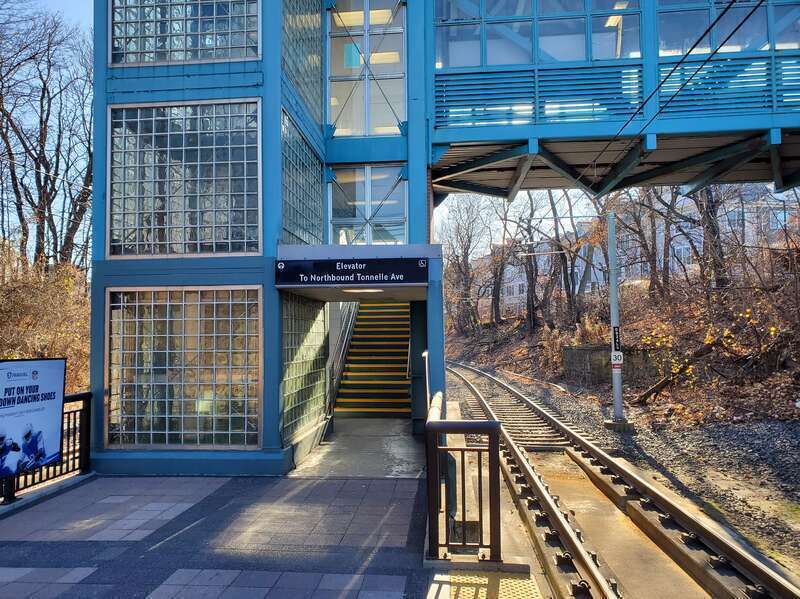 The east exit from Tonnelle Avenue station in December 2024