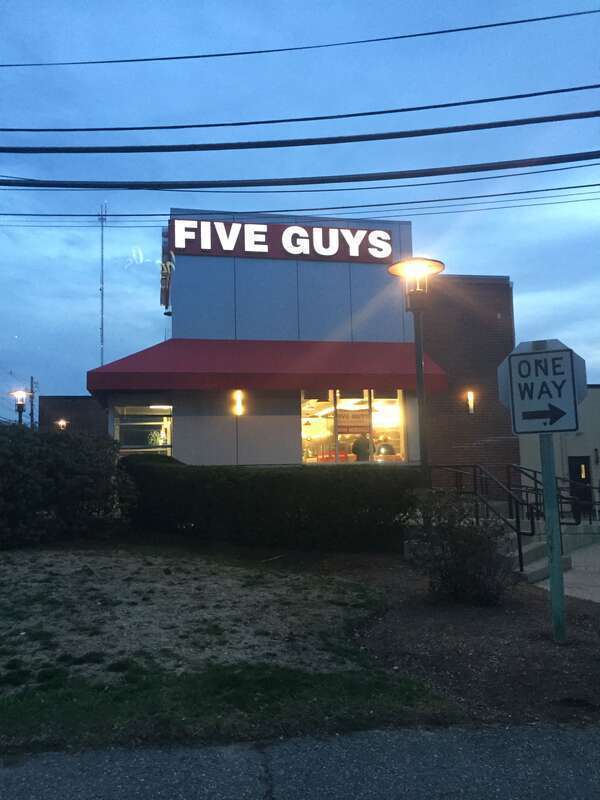 Five Guys on Needham Street in Newton Highlands, Newton, Massachusetts, United States