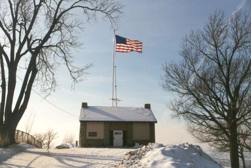 US flag flying atop Grandad Bluff, La Crosse, Wisconsin