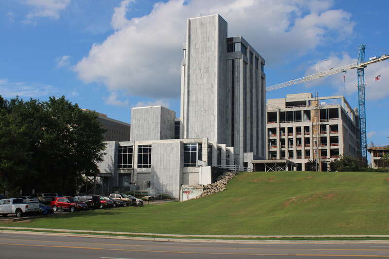 South entrance of the former Huntsville City Hall, set for demolition.