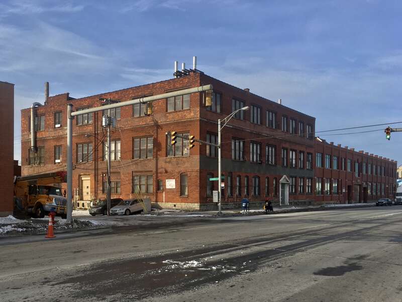 The former Sowers Manufacturing Company warehouse, 1294 Niagara Street at Auburn Avenue, Buffalo, New York, January 2020. The titular company manufactured heating, cooling, and mixing equipment for the chemical industry at this Colson &amp;amp;
