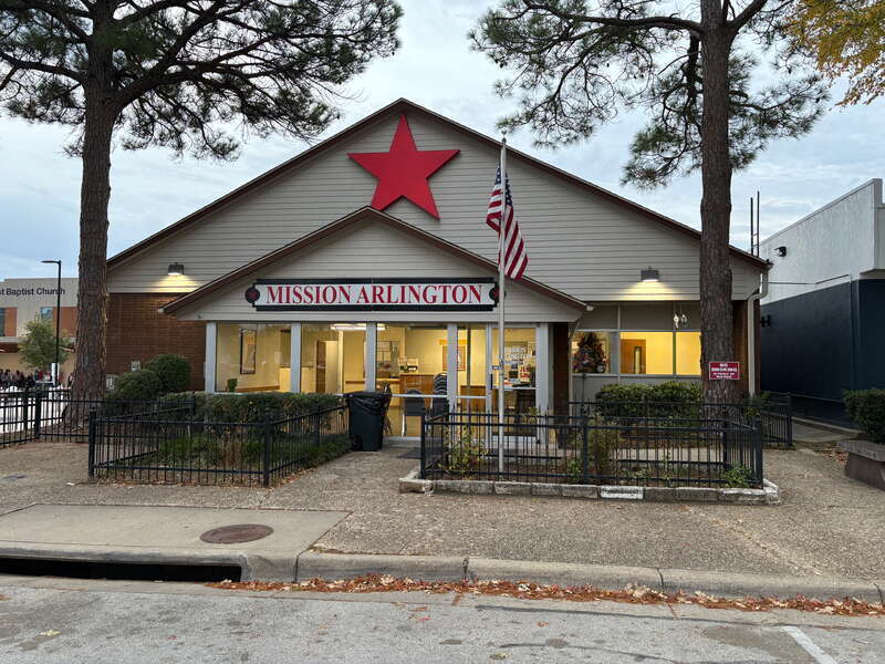 The front of the Mission Arlington building, Thanksgiving day 2024